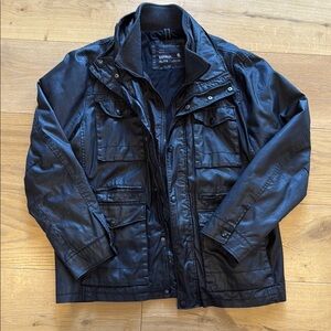 Express Black Military Field Jacket with Utility Design